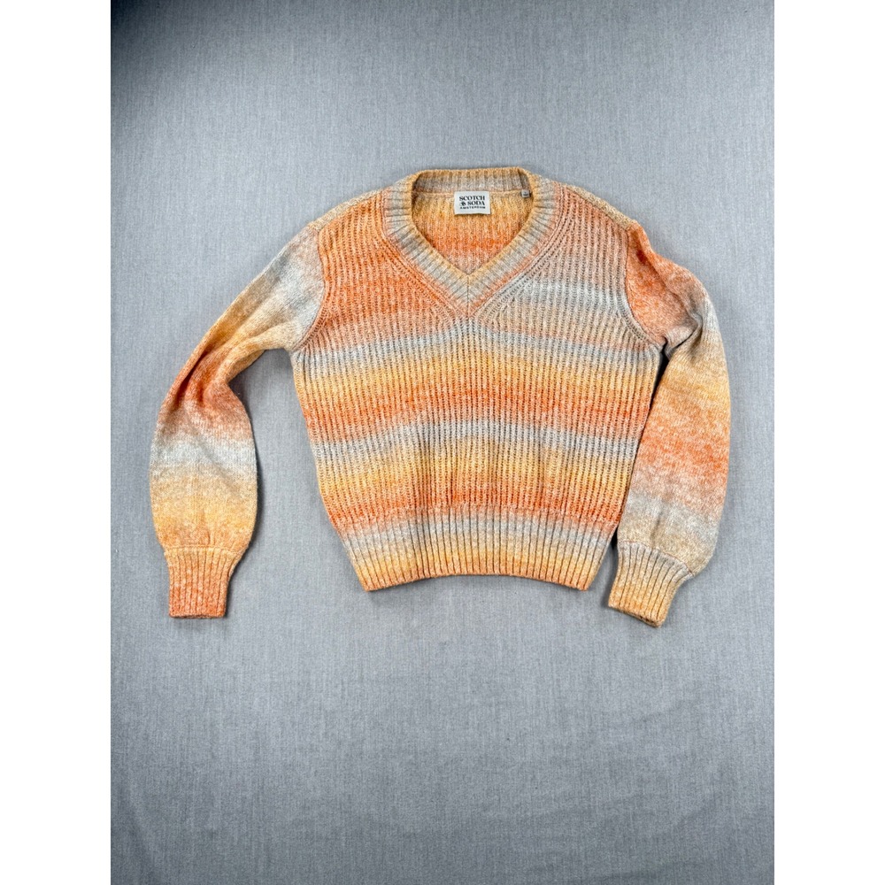 Scotch & Soda Orange Ombre V-Neck Ribbed Knit Sweater Womens Large 166601-22PSLM